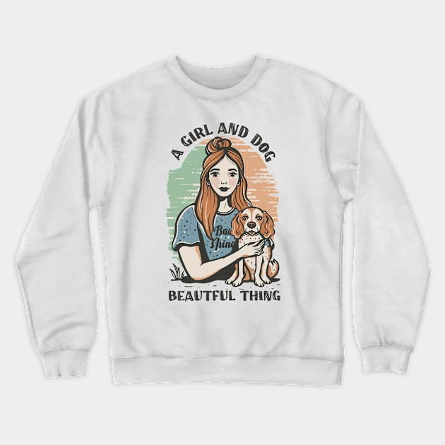 a girl and dog t-shirt Crewneck Sweatshirt by islem.redd